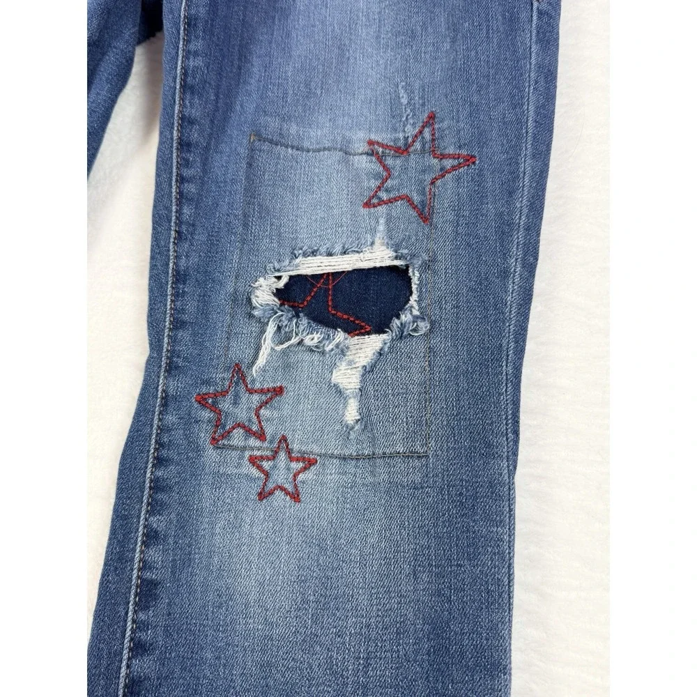 Rock & Republic Kashmiere Ankle Distressed Star Patch Jeans Sz‎ 8M